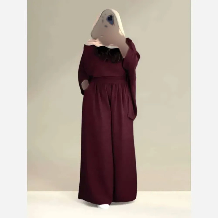 ست شومیز و شلوار زنانه جنس شانتون طرح کاشی فری سایز