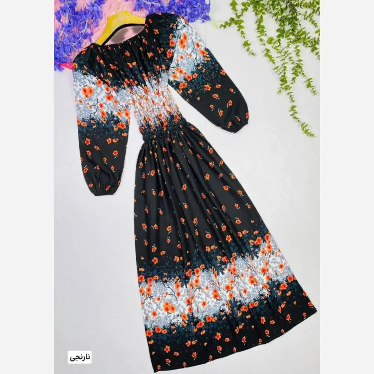 ساحلی سحر نخ ایرانی سایز 38 تا 50 آبی نارنجی