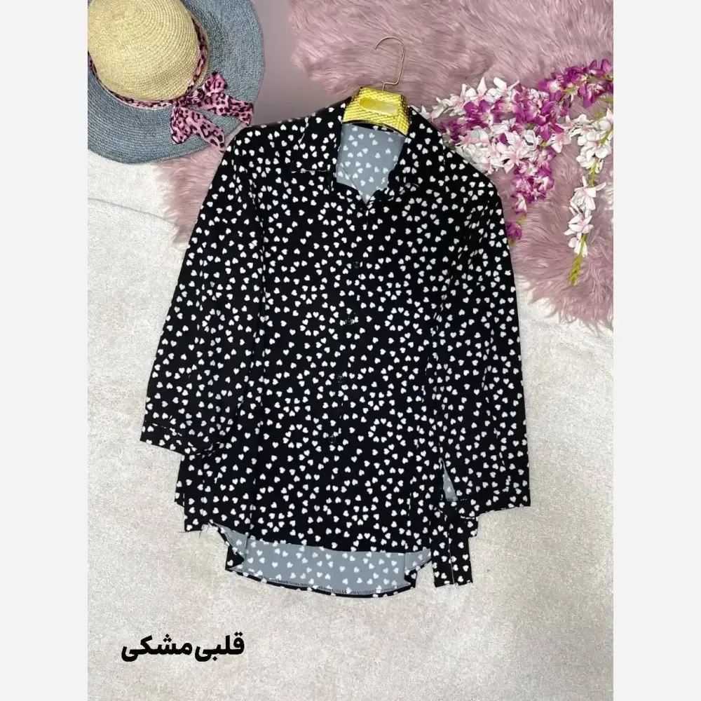 شومیز طرحدار چیچک کرپ الیزه چاپی فری سایز 38 تا 46