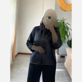 شومیز ساتن ابریشم درجه یک مشکی سایز 38 تا 46