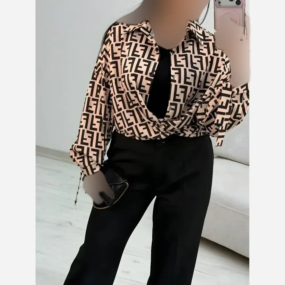 شومیز طرحدار چیچک کرپ الیزه چاپی فری سایز 38 تا 46