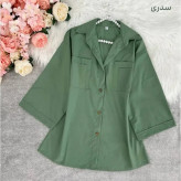 شومیز باکسی جیب دوبل داکرون زنانه در رنگهای کله غازی، زرشکی، آبی، کاربنی و سایزهای 1 و 2