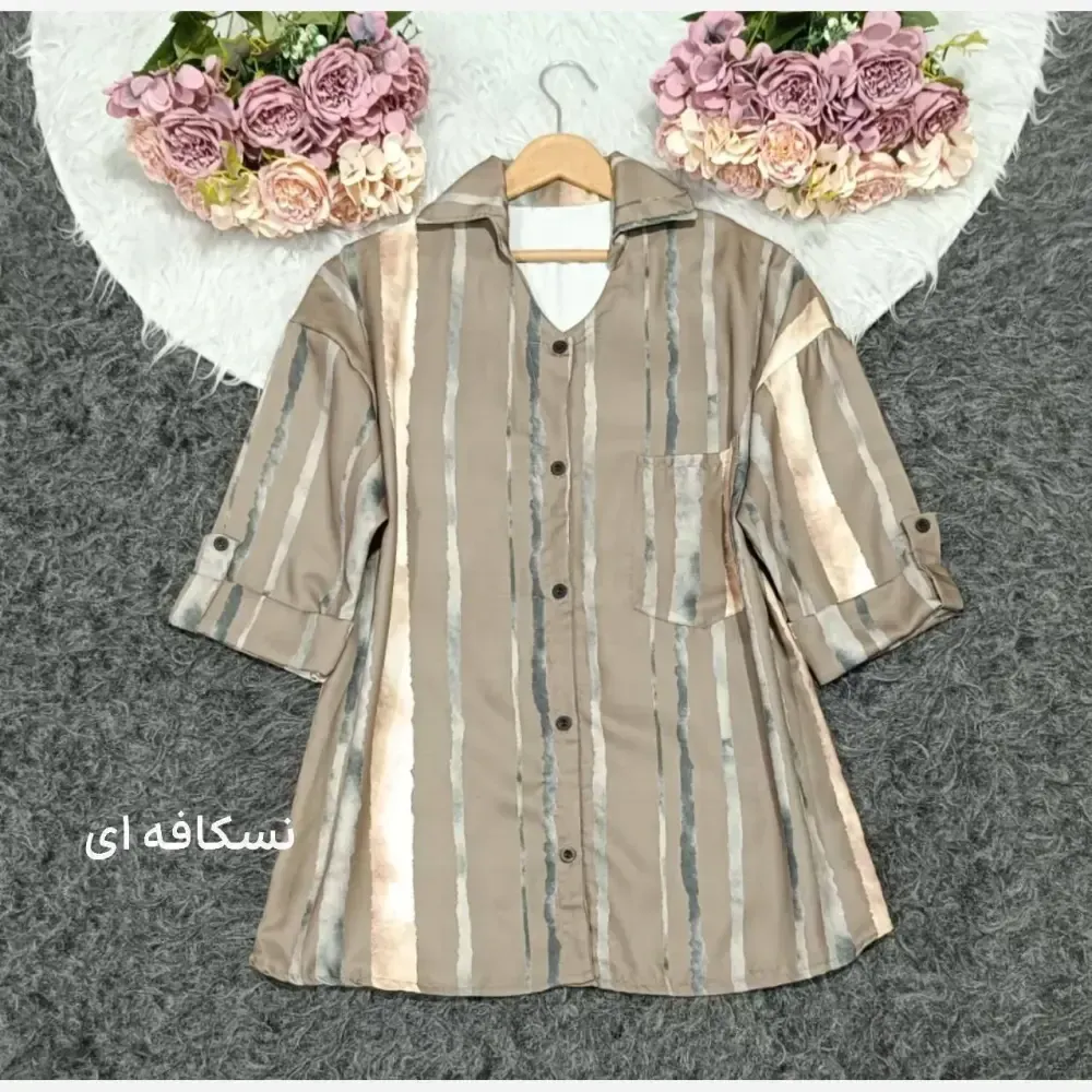 مانتو نسیم 277 بوگاتی درجه یک نسکافه ای فری سایز (38-46) قد 73