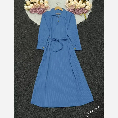 پیراهن بلند سلین آیوا زنانه فری سایز 38 تا 46 سورمه ای نسکافه ای تیره روشن