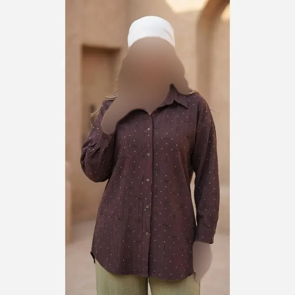 شومیز مانتویی حنانه جنس السا کراش اکلیلی سایز 40 تا 48