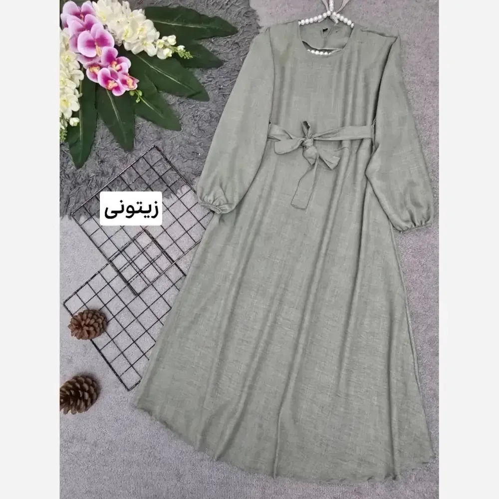 پیراهن زنانه لمیا جنس شانتون فری سایز 36 تا 46 رنگ کرم آبی روشن سبز روشن زیتونی