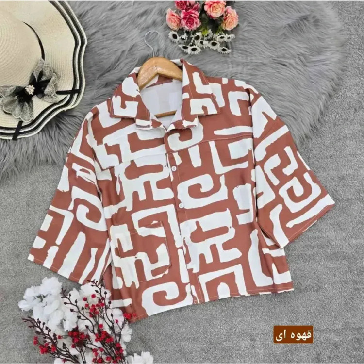 شومیز باکسی طرحدار سوفیا ژاکارد فری سایز زنانه مدل ترند امسال