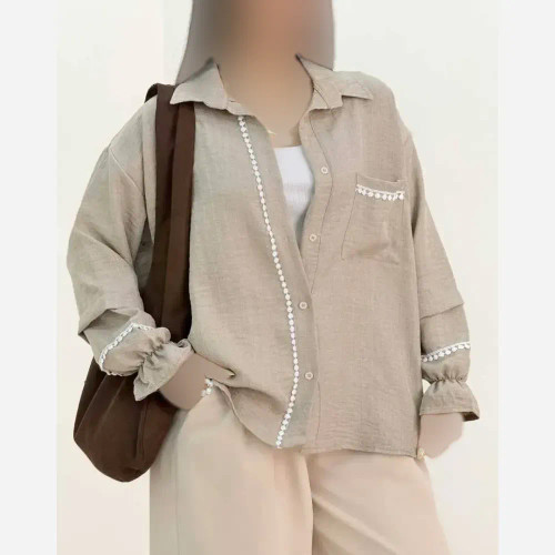 شومیز ایتالیایی کوک دوزی سبز فری سایز 36-46 خنک تابستانی