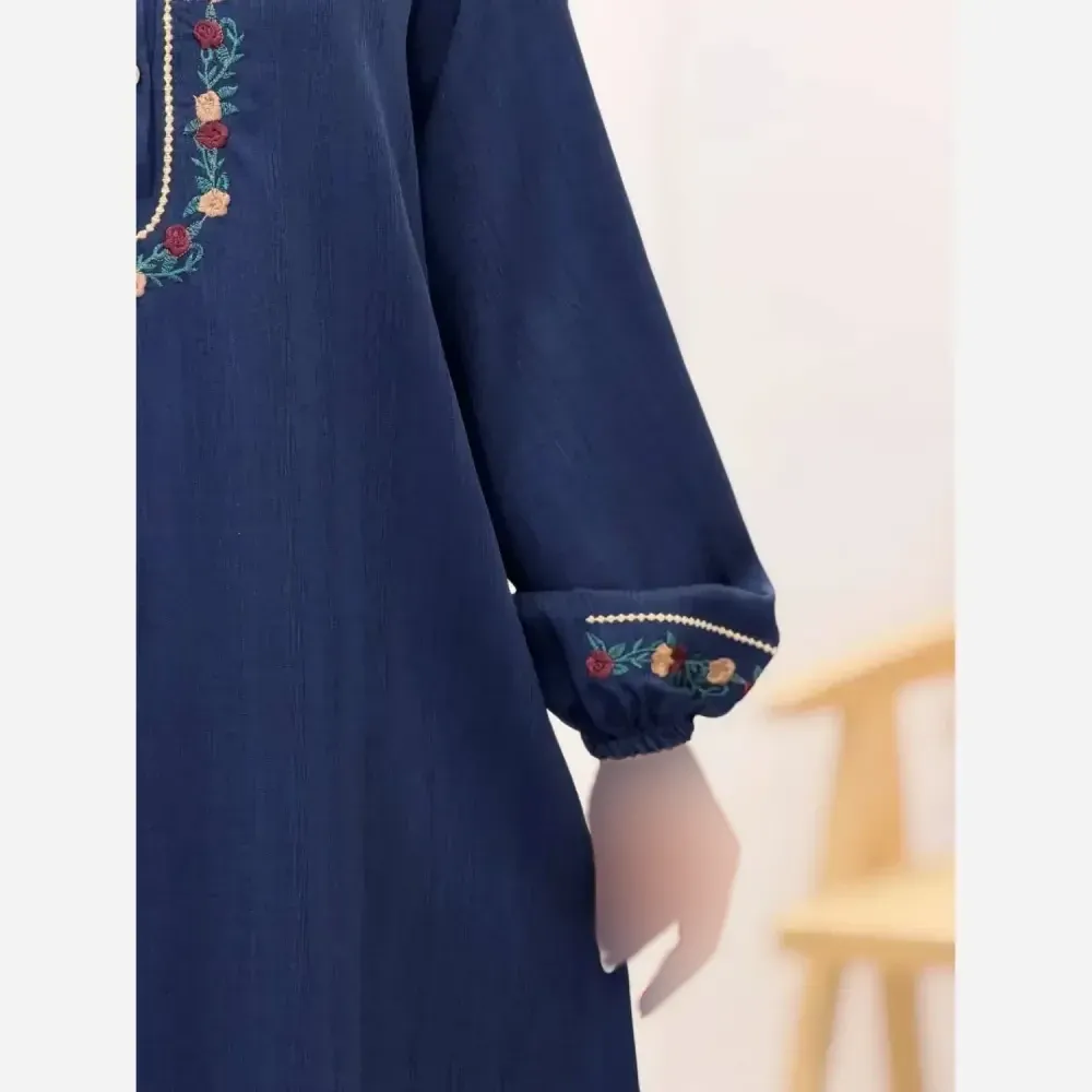 کفتان گلی لینن و گلدوزی سایز فری سایز رنگ مشکی و سرمه ای