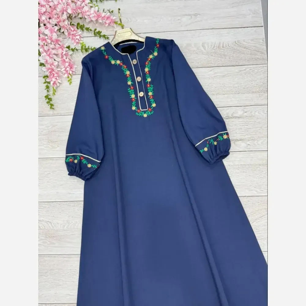 کفتان گلی لینن و گلدوزی سایز فری سایز رنگ مشکی و سرمه ای