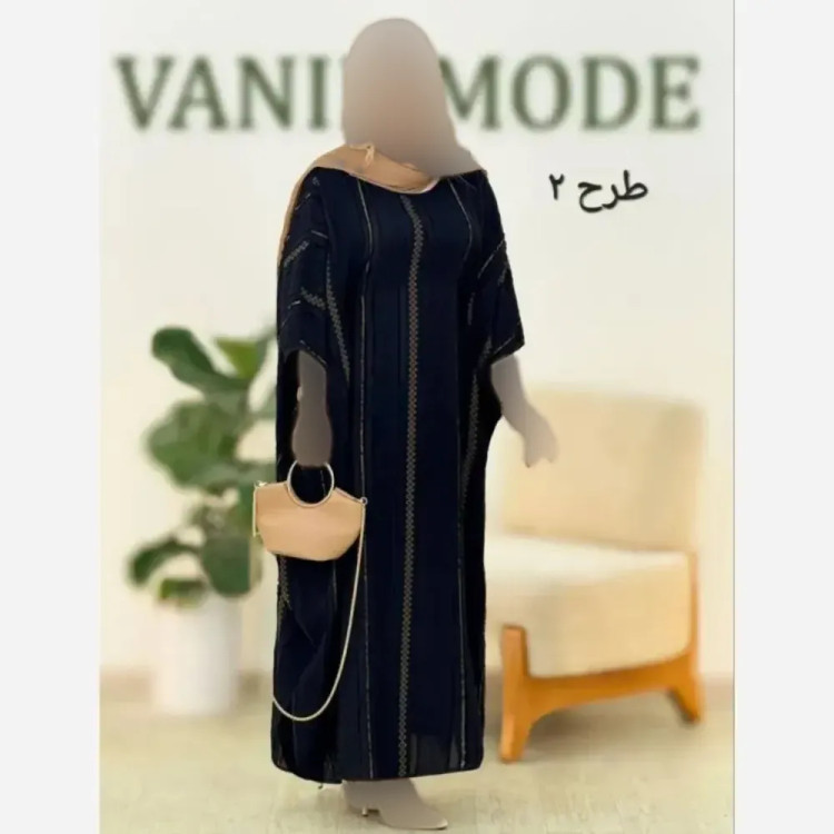 عبا نگین کرپ ژاکارد فری سایز 38 تا 50 بند تنظیم دار قد 130 طلایی نقره ای زیتونی
