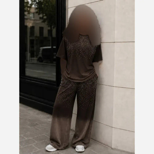 ست تیشرت شلوار کهکشان نگین جنس گلکسی نخ پنبه فری سایز