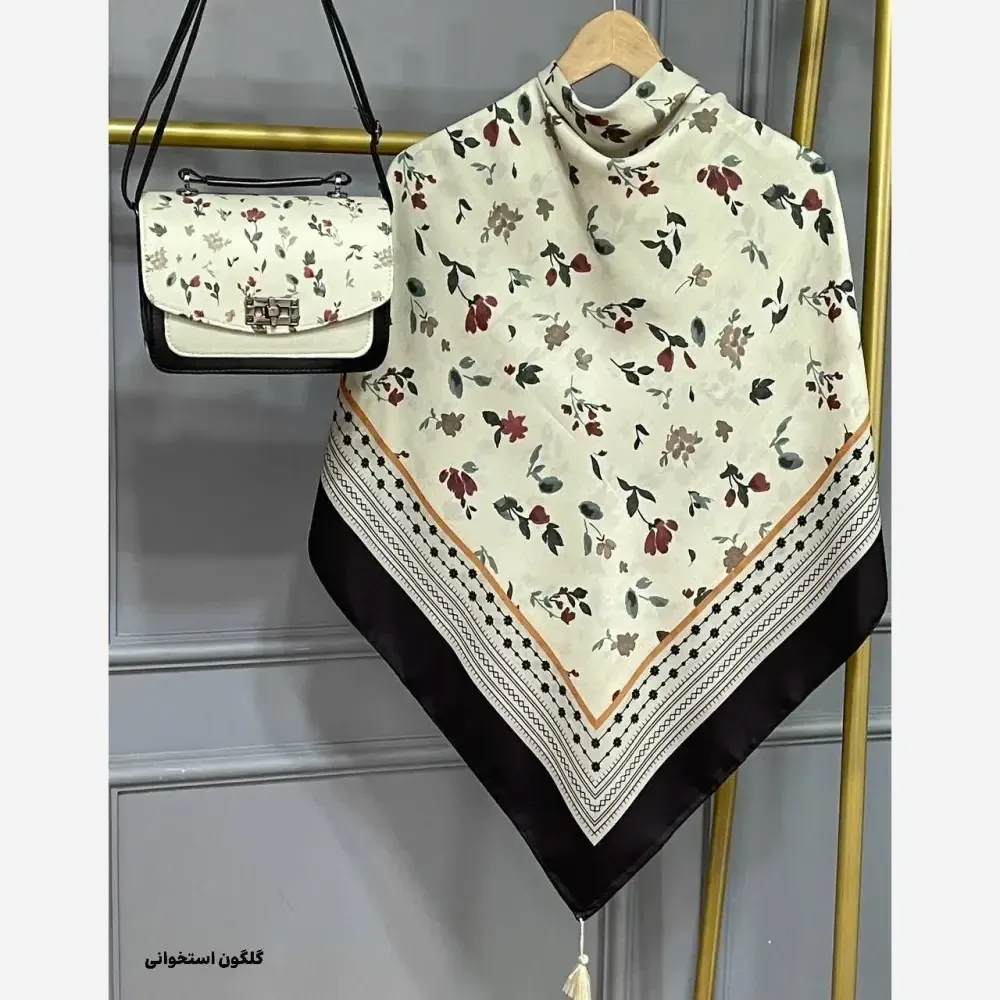 ست کیف و روسری مخمل و چرم صنعتی نخی منگوله دار