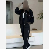 ست سویشرت و شلوار زنانه مدل مستانه جنس مازراتی رنگ مشکی و سورمه ای و شکلاتی سایز فری 36 تا 46