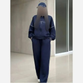 ست سویشرت و شلوار زنانه مدل مستانه جنس مازراتی رنگ مشکی و سورمه ای و شکلاتی سایز فری 36 تا 46