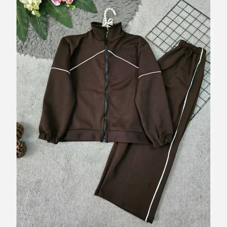 ست سویشرت و شلوار زنانه مدل مستانه جنس مازراتی رنگ مشکی و سورمه ای و شکلاتی سایز فری 36 تا 46