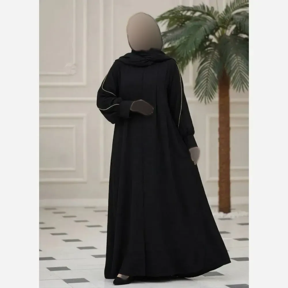 عبا زنانه آستین مغزی جنس پارچه الیزه درجه یک فری سایز رنگ مشکی