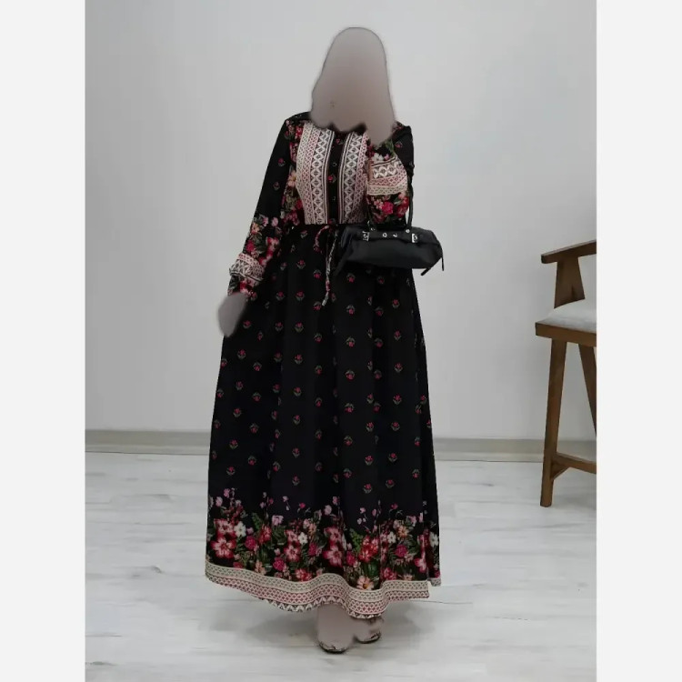 پیراهن ساحلی زنانه مدل لاله جنس فلور نخ سایز فری 38 تا 46