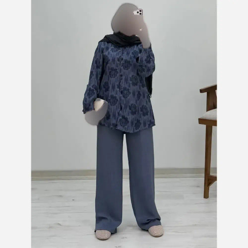 ست شومیز و شلوار زنانه جنس شانتون فری سایز