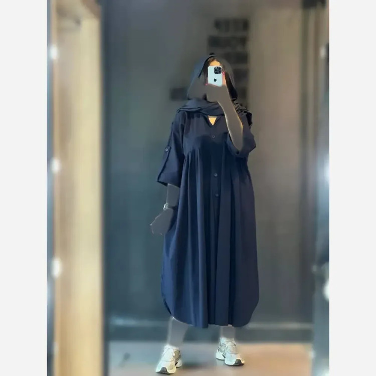 کفتان زنانه جلودکمه آستین پاگون جنس لینن اعلا سایز فری 38 تا 46