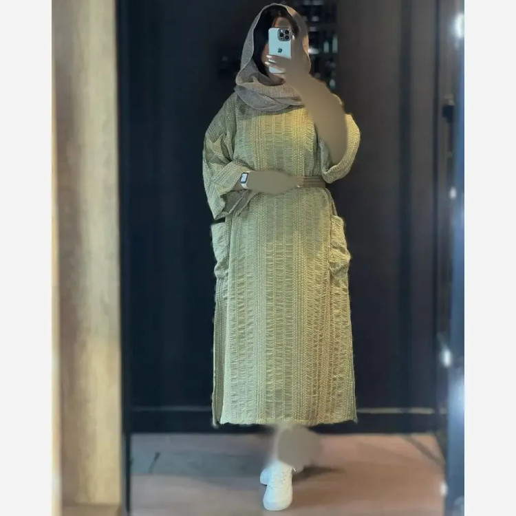 کفتان زنانه مدل تبسم جنس کوک دوزی اصل سایز فری کرم روشن و کرم تیره