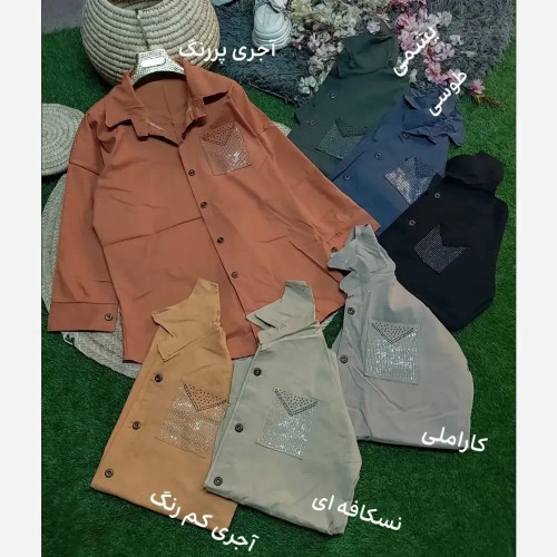 شومیز جیب نگین کتان جنس کتان اعلا وارداتی فری سایز 38 تا 46