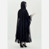 سارافن و رویه مجلسی زنانه رنگ مشکی جنس بوگاتی و دانتل سایز فری 38 تا 46