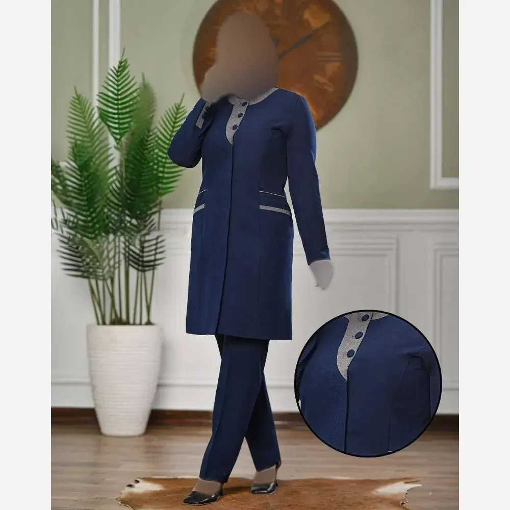 ست اداری زنانه مکانیک پرشیا درجه یک رنگ بندی سرمه ای طوسی مشکی سایز 38 تا 50
