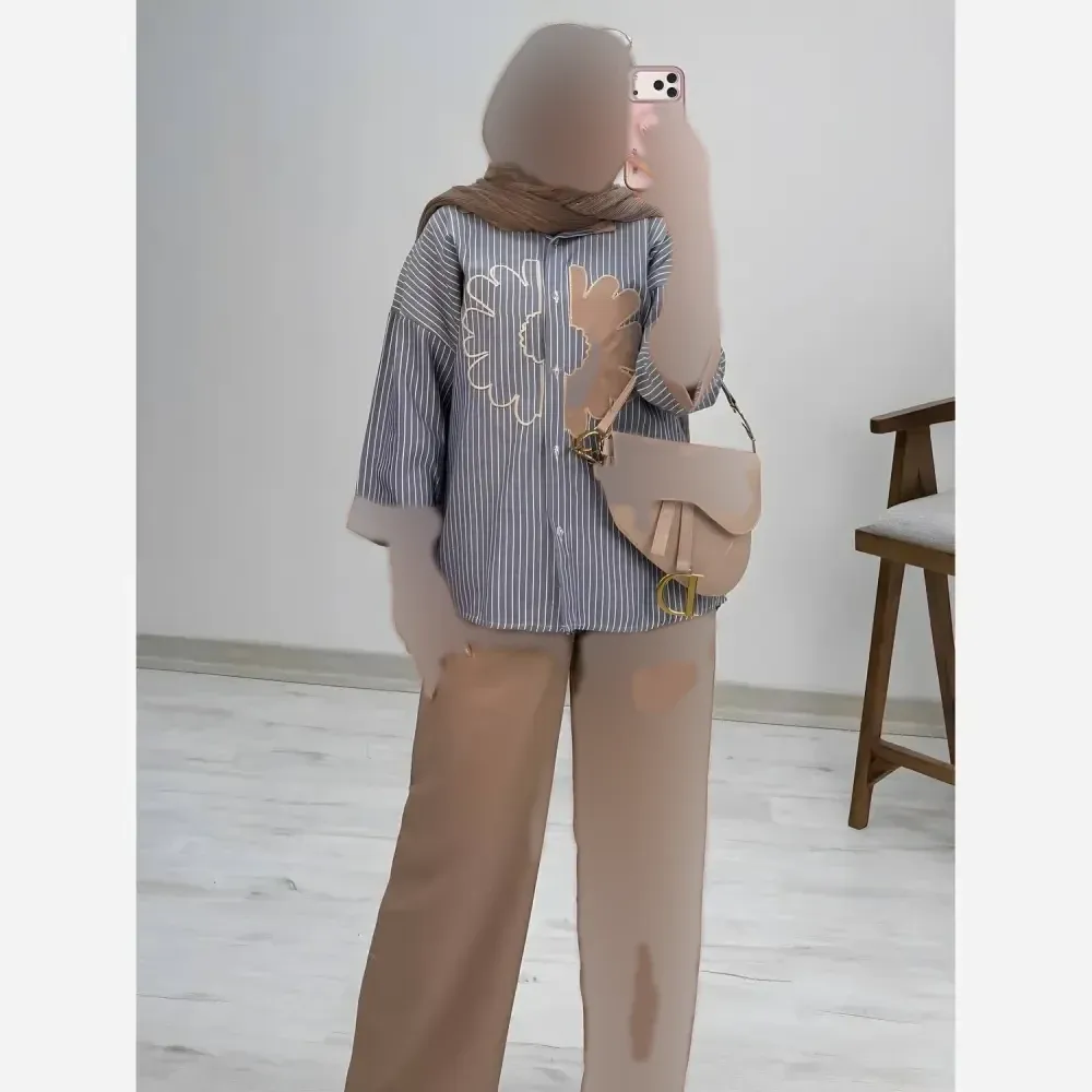 ست شومیز و شلوار لنین و پوپلین الیکا سایز 38 تا 46