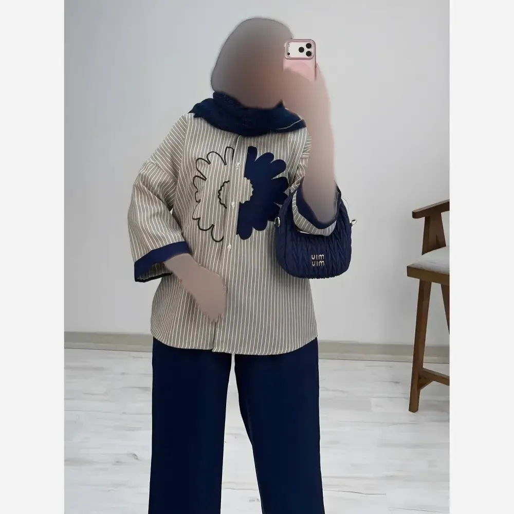 ست شومیز لنین و شلوار پوپلین الیکا فری سایز 38 تا 46
