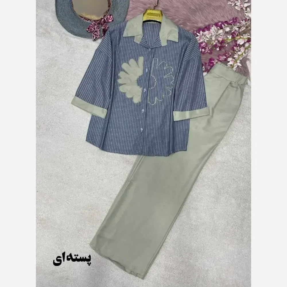 ست شومیز لنین و شلوار پوپلین الیکا فری سایز 38 تا 46