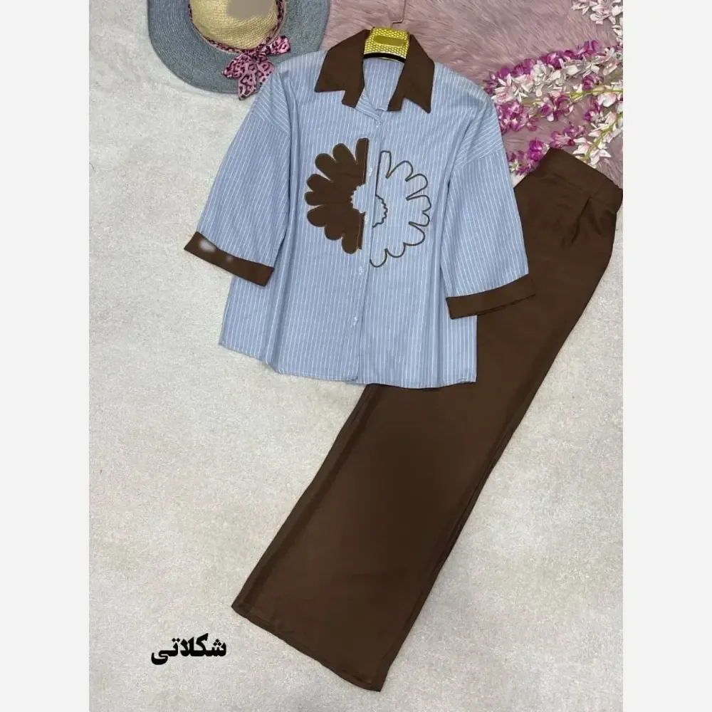 ست شومیز لنین و شلوار پوپلین الیکا فری سایز 38 تا 46
