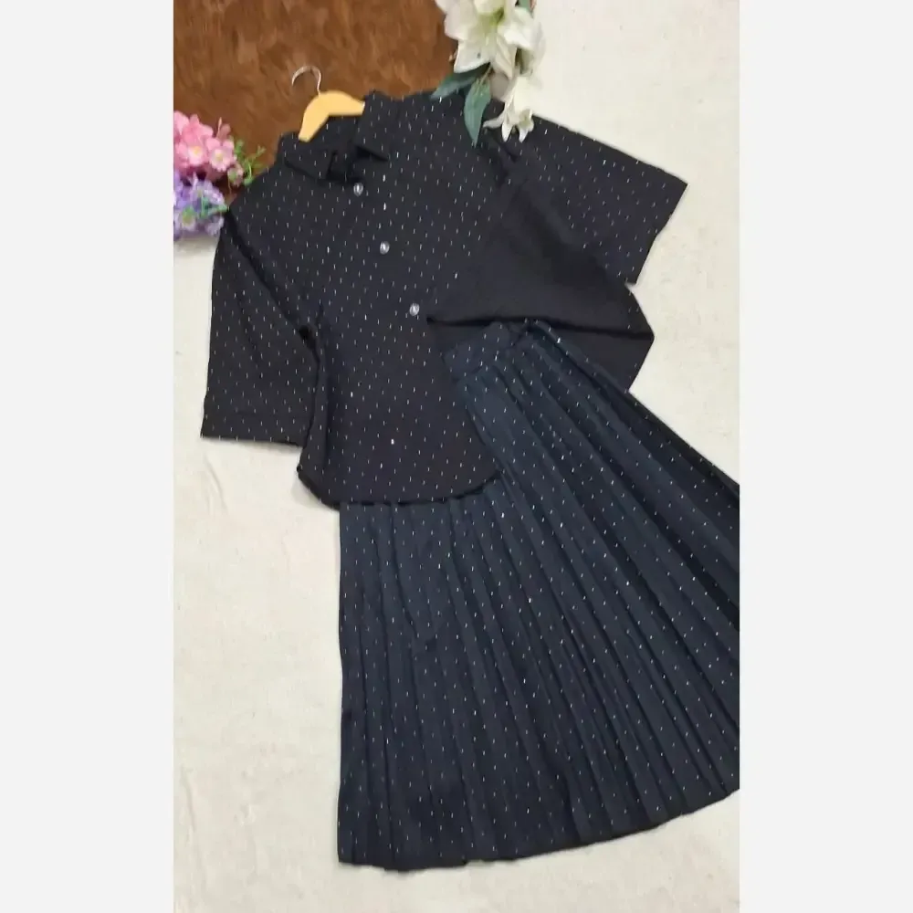 شومیز گره ای طرح مرمر نخی سرمه ای فری سایز