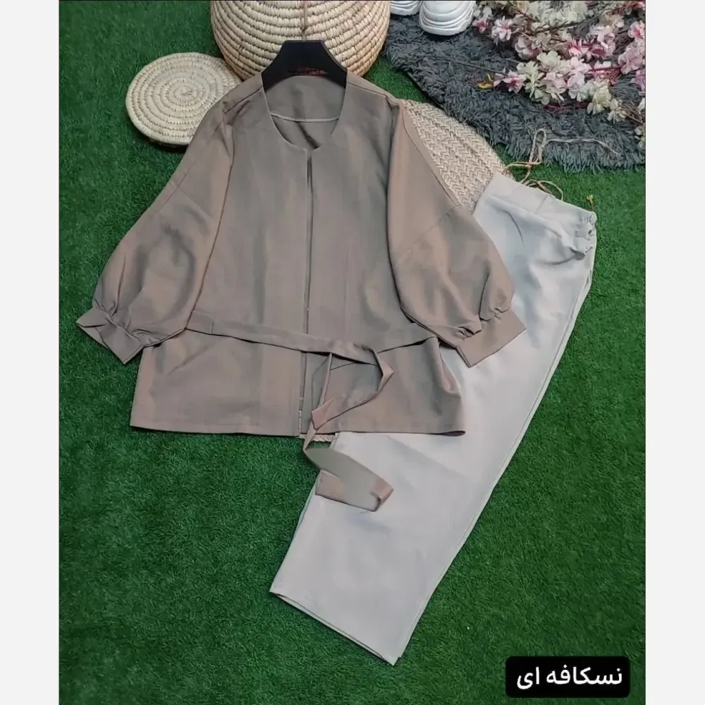 ست مانتو و شلوار سوپرمازراتی دوخت مزونی فری سایز
