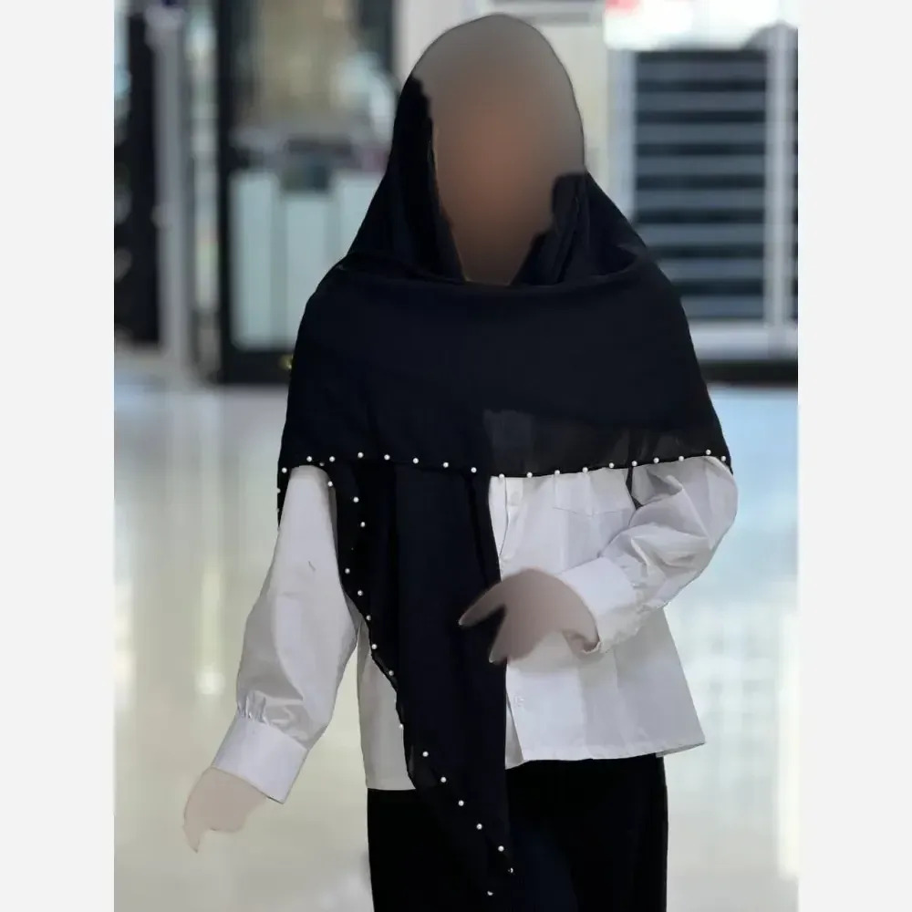 روسری نخ وال طرح ستاره مروارید دوزی سایز 125 در 125 سانتیمتر