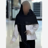 روسری نخ وال طرح ستاره مروارید دوزی سایز 125 در 125 سانتیمتر