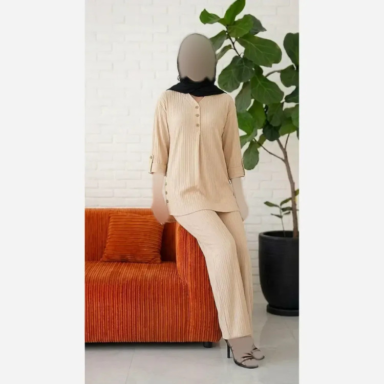 شومیز شلوار سه دکمه جنس آیوا درجه یک سایز 38 تا 48
