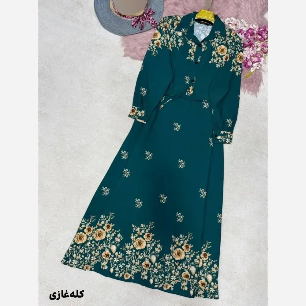 پیراهن ساحلی زنانه کرپ بوگاتی طرح رز سایز فری 38 تا 46