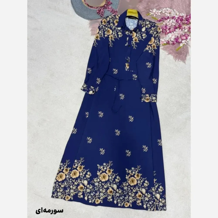 پیراهن ساحلی زنانه کرپ بوگاتی طرح رز سایز فری 38 تا 46