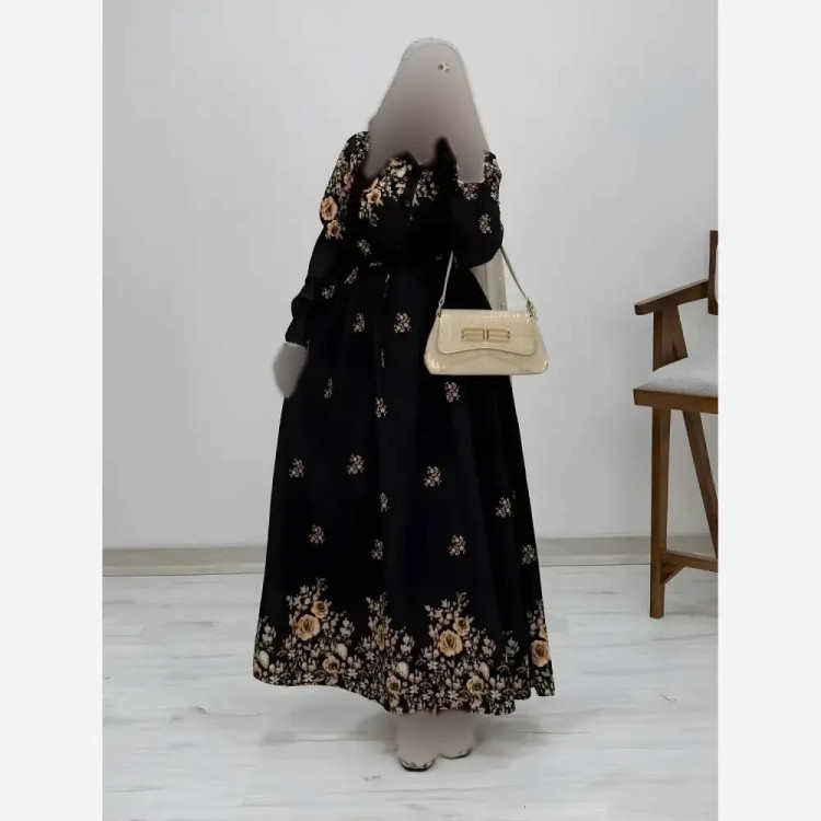 پیراهن ساحلی زنانه کرپ بوگاتی طرح رز سایز فری 38 تا 46