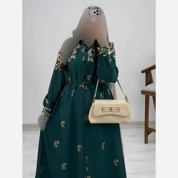 پیراهن ساحلی زنانه کرپ بوگاتی طرح رز سایز فری 38 تا 46