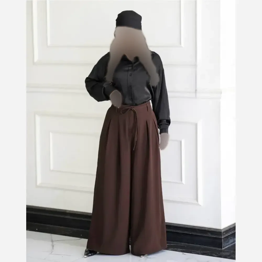 شلوار فول بگ ریزشی کرپ مورگان درجه یک زنانه