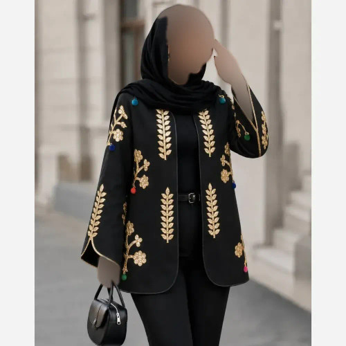 کت طرح دار زنانه جنس تافته درجه یک فری سایز
