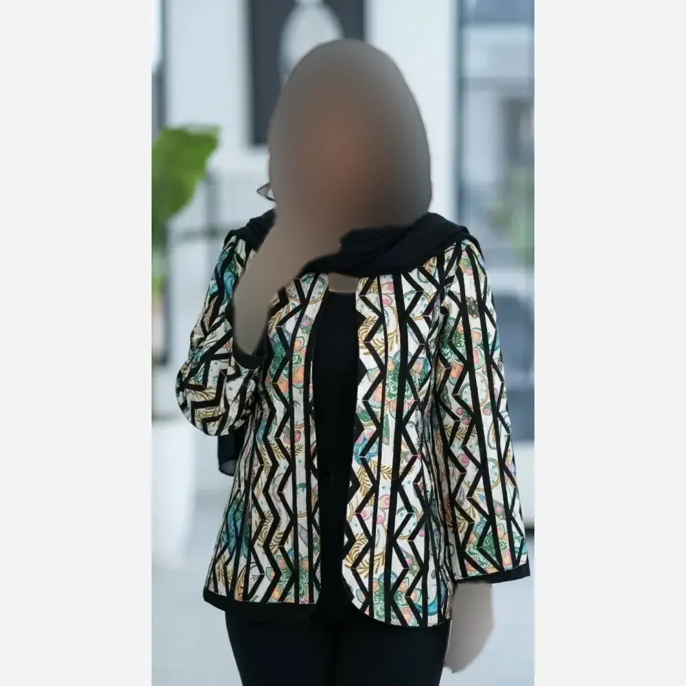 کت طرح دار زنانه جنس تافته درجه یک فری سایز