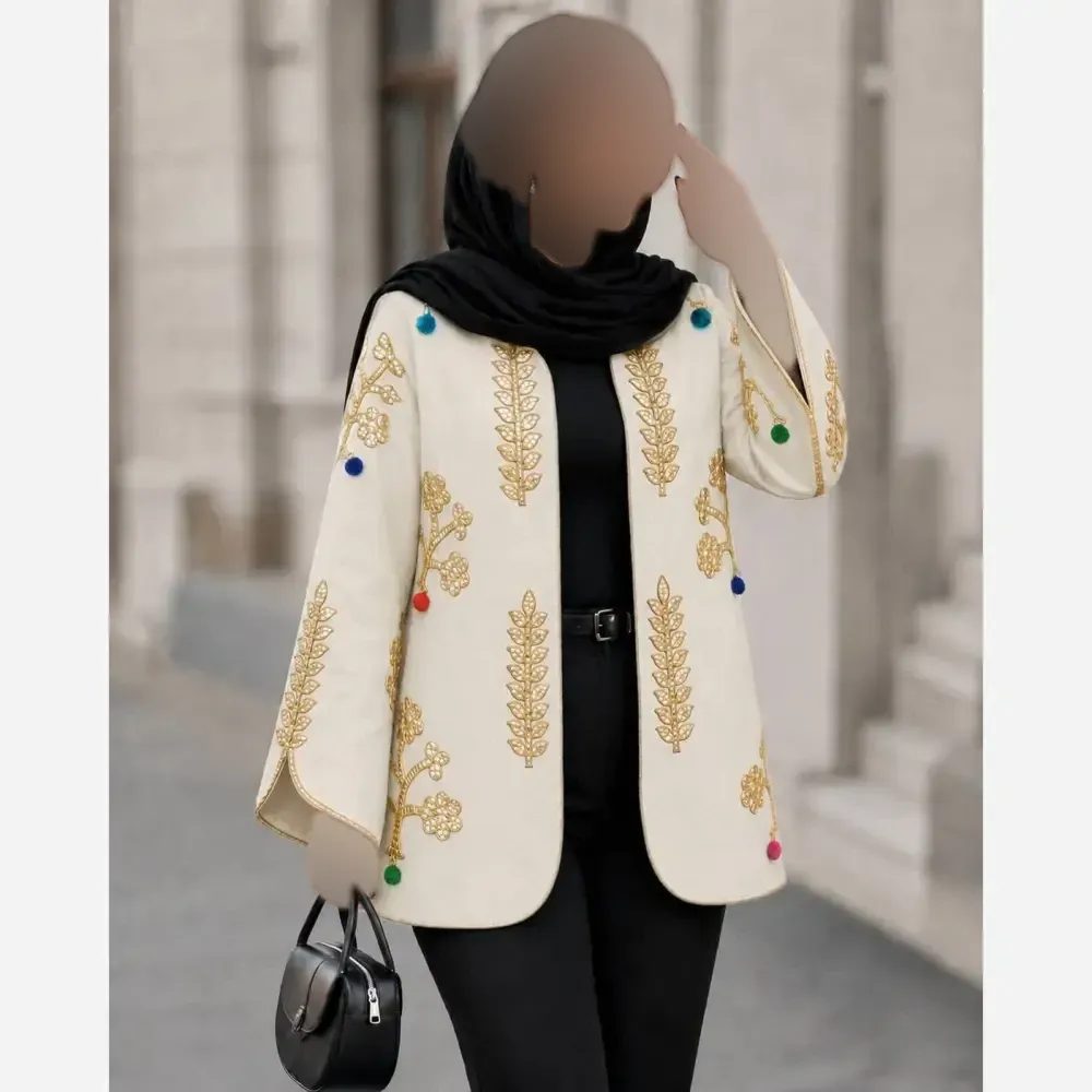 کت طرح دار زنانه جنس تافته درجه یک فری سایز