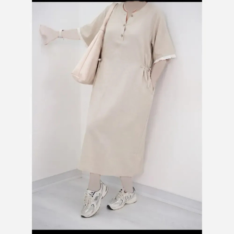 کفتان آستین ریش لنین کنفی فری سایز مدل جلو دکمه دار گت دار خنک
