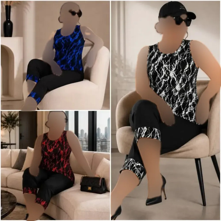 تاپ و شلوارک آدیش ویسکوز الیزه کش فری سایز زنانه