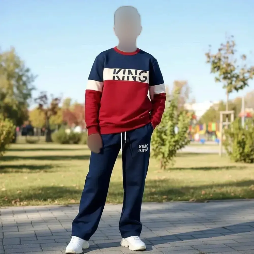 ست بلوز و شلوار دورس پنبه دو نخ لاکرا طرح کینگ اسپرت سایز 55