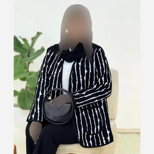 کت الیزا تافته سوزن دوزی مشکی فری سایز 36 تا 46 قد 72 سانت