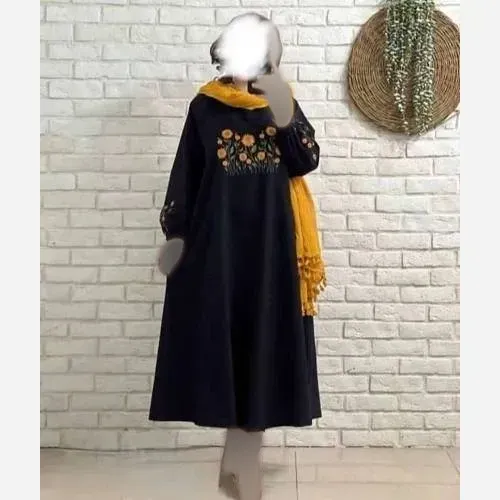 کفتان مخمل کبریتی آفتابگردان مشکی فری سایز